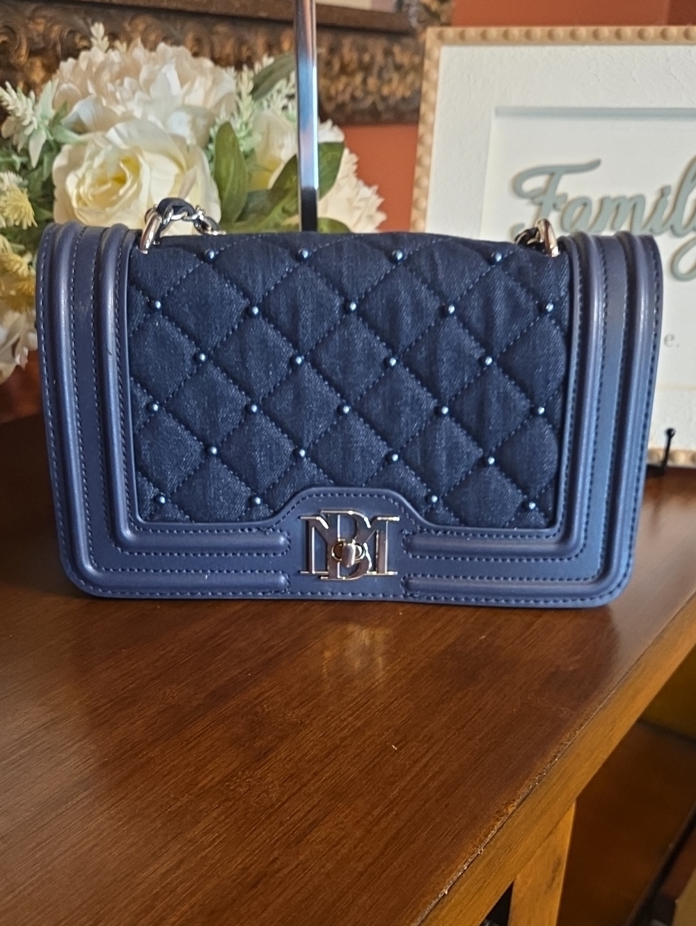 Badgley Mischka Quilted Denim Crossbody NWT